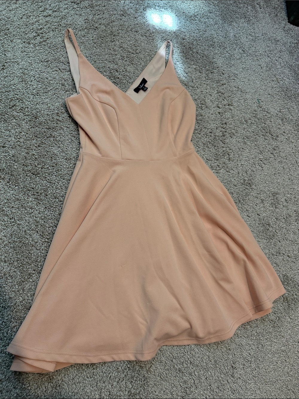 Lulus Sleeveless V-Neck A-Line Dress in Nude Pink